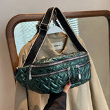 Winter Women's Waist Pack Cotton Crossbody Bag Casual Down Chest Bags