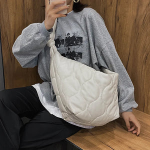 Winter Women Shoulder Bags Down Feather Padded Big Crossbody Hobo Bag