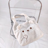 Winter Plush Bear Shoulder Bag Large Capacity Soft Tote Bags Girls