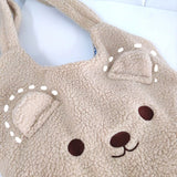 Winter Plush Bear Shoulder Bag Large Capacity Soft Tote Bags Girls