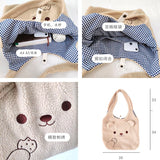 Winter Plush Bear Shoulder Bag Large Capacity Soft Tote Bags Girls