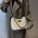 Winter Plush Faux Fur Small Crossbody Bags for Women Leopard Print