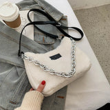 Winter Plush Faux Fur Small Crossbody Bags for Women Leopard Print