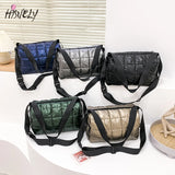 Winter Retro Check Fluffy Tote Bag Cross Body Space Pad Cotton Down Shoulder Bag