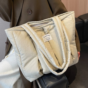 Winter Lady Casual Totes Bag Soft Nylon Padded Shopper Bag