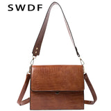 Winter Women Handbags Vintage Crocodile Patent Shoulder Crossbody Bags Totes
