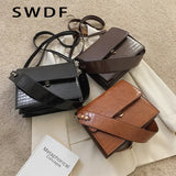 Winter Women Handbags Vintage Crocodile Patent Shoulder Crossbody Bags Totes