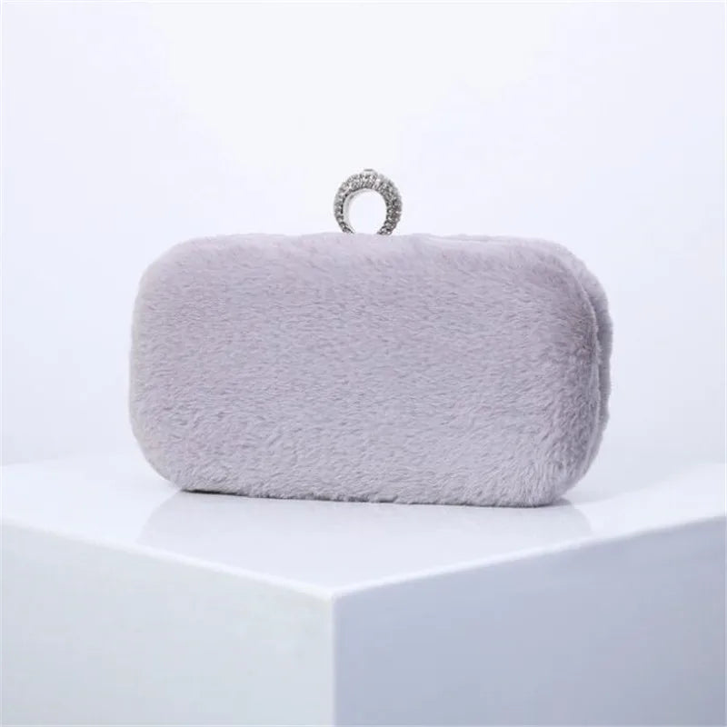 Wool Evening Bags Diamond Ring Clutch Wallets Party Dinner Bags For Ladies