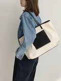Women Canvas Tote Bag Lady Large Capacity Brown Shopping Shoulder Bags