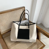 Women Canvas Tote Bag Lady Large Capacity Brown Shopping Shoulder Bags