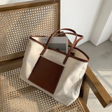 Women Canvas Tote Bag Lady Large Capacity Brown Shopping Shoulder Bags