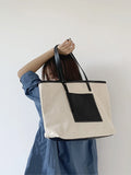 Women Canvas Tote Bag Lady Large Capacity Brown Shopping Shoulder Bags