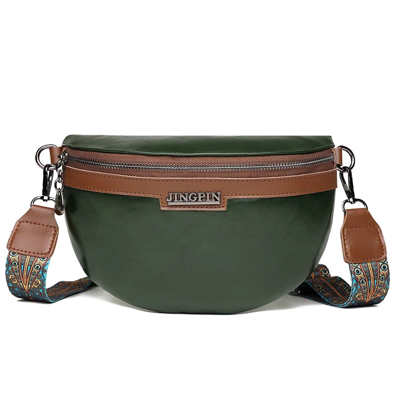 Women Crossbody Bags Pu Leather Female Chest Pack Retro Solid Shoulder Messenger