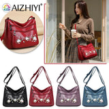 Women Embroidery Flower Crossbody Bag Multi-layer Handba