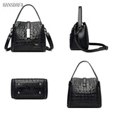 Crocodile Pattern Leather Bucket Bag Women Handbag