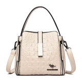 Crocodile Pattern Leather Bucket Bag Women Handbag