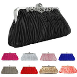 Satin Crystal Bridal Clutch Evening Bag Wedding Purse