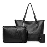 Women Leather Handbags 3 Sets Clutch Shoulder Bags Purse