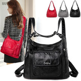 Vintage Soft Leather Handbag Large Capacity Tote Bag for Women