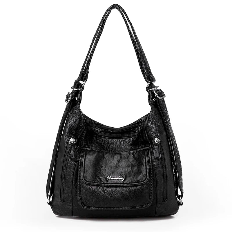 Vintage Soft Leather Handbag Large Capacity Tote Bag for Women