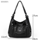 Vintage Soft Leather Handbag Large Capacity Tote Bag for Women