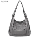 Vintage Soft Leather Handbag Large Capacity Tote Bag for Women