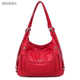 Vintage Soft Leather Handbag Large Capacity Tote Bag for Women