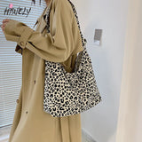 Leopard Print Canvas Shoulder Bag Retro Ladies Handbag