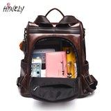 Women PU Leather Backpack School Bags for Teenage Girls Large Capacity Rucksack