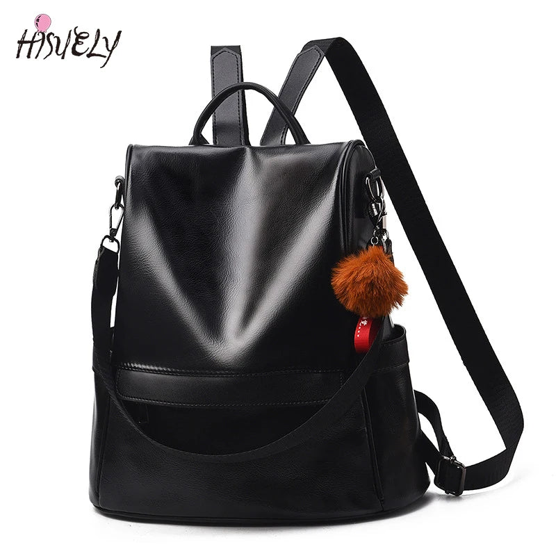 Women PU Leather Backpack School Bags for Teenage Girls Large Capacity Rucksack