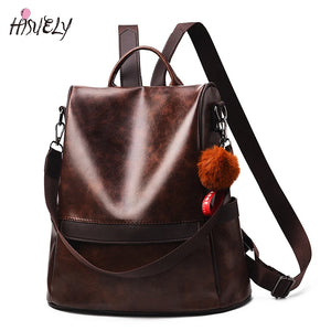 Women PU Leather Backpack School Bags for Teenage Girls Large Capacity Rucksack