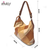 Women Patchwork PU Leather Handbags Top-handle Messenger Bag