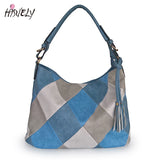 Women Patchwork PU Leather Handbags Top-handle Messenger Bag