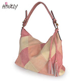 Women Patchwork PU Leather Handbags Top-handle Messenger Bag