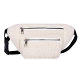 Women Plush Waist Bag Solid Belt Bags Shoulder Crossbody Chest Bag