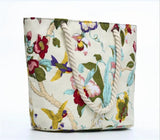 Women Floral Shoulder Bags Casual Beach Holiday Bags Cotton Tote Shopping Bags