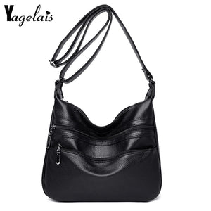 Women Retro Leather Messenger Bag Large Capacity Handbag Totes Shoulder Bags