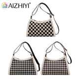 Women Retro Checkered Shoulder Bag Small Square Bag Vintage Phone Bag