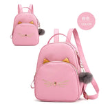 Cat Print PU Leather School Backpack for Girls