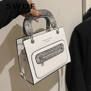 Serpentine Handbag Purses Zipper Snakeskin Shoulder Bags Crossbody Totes