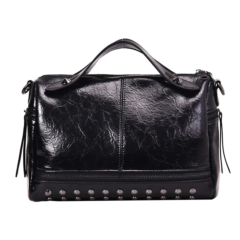 Large Leather Shoulder Bag for Women - Big Female Messenger Handbag