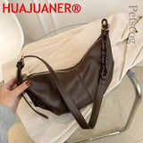 Soft Leather Handbags Vintage Crossbody Bags Solid Chains Shoulder Bags