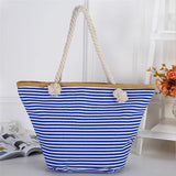 Women Straw Shoulder Bags Large Size Beach Bags Striped Travel Bags