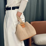 Women Straw Bucket Bag Rattan Handbag Beach Bohemia Tote Vacation Shopper