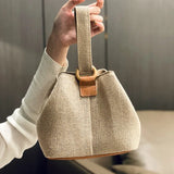 Women Straw Bucket Bag Rattan Handbag Beach Bohemia Tote Vacation Shopper