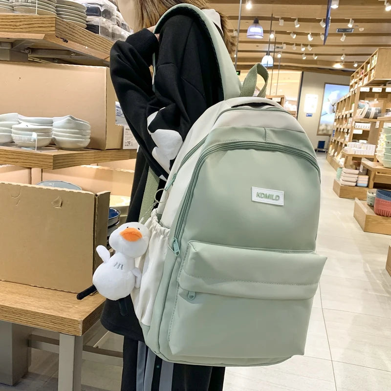 Women's Backpack Patchwork Multi-pocket Man Travel Bag Schoolbag