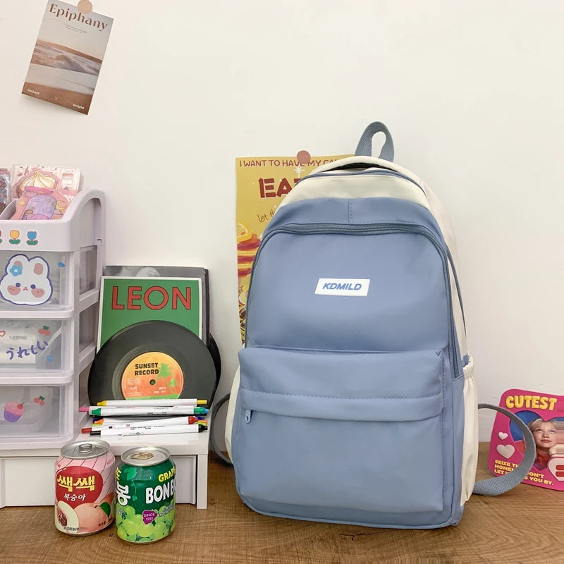 Women's Backpack Patchwork Multi-pocket Man Travel Bag Schoolbag