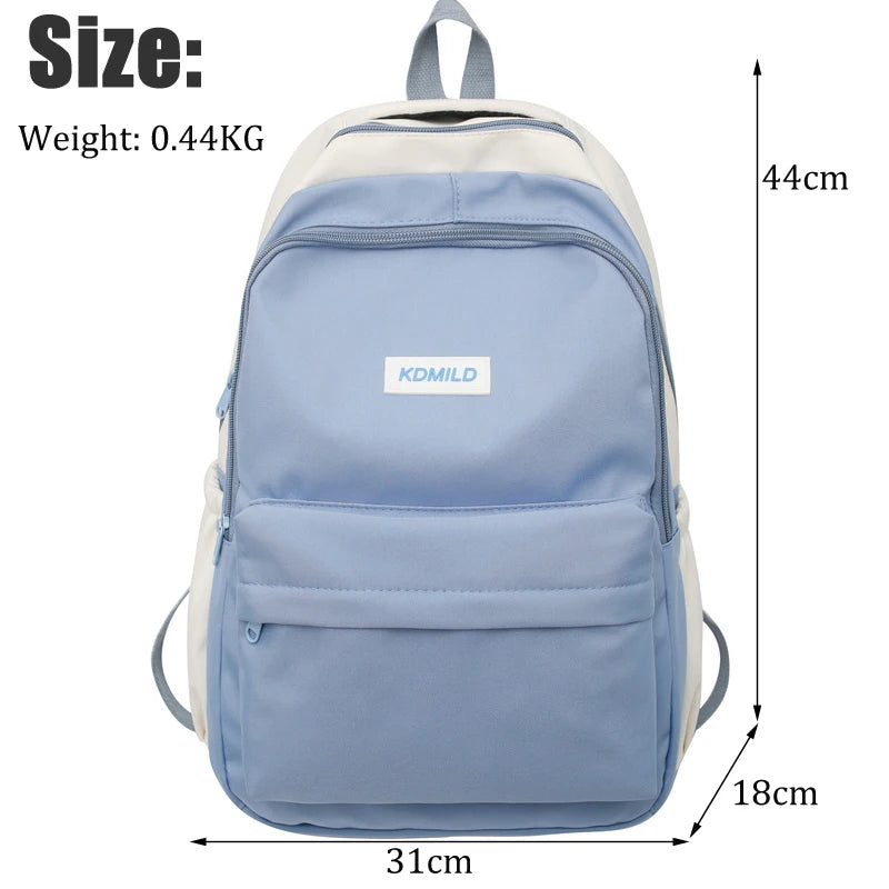 Women's Backpack Patchwork Multi-pocket Man Travel Bag Schoolbag