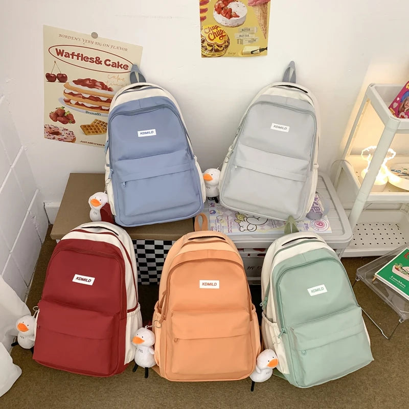 Women's Backpack Patchwork Multi-pocket Man Travel Bag Schoolbag