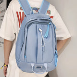 Women's Solid Backpack Multi-pocket Casual Travel Bag for Teenage Girl Boys